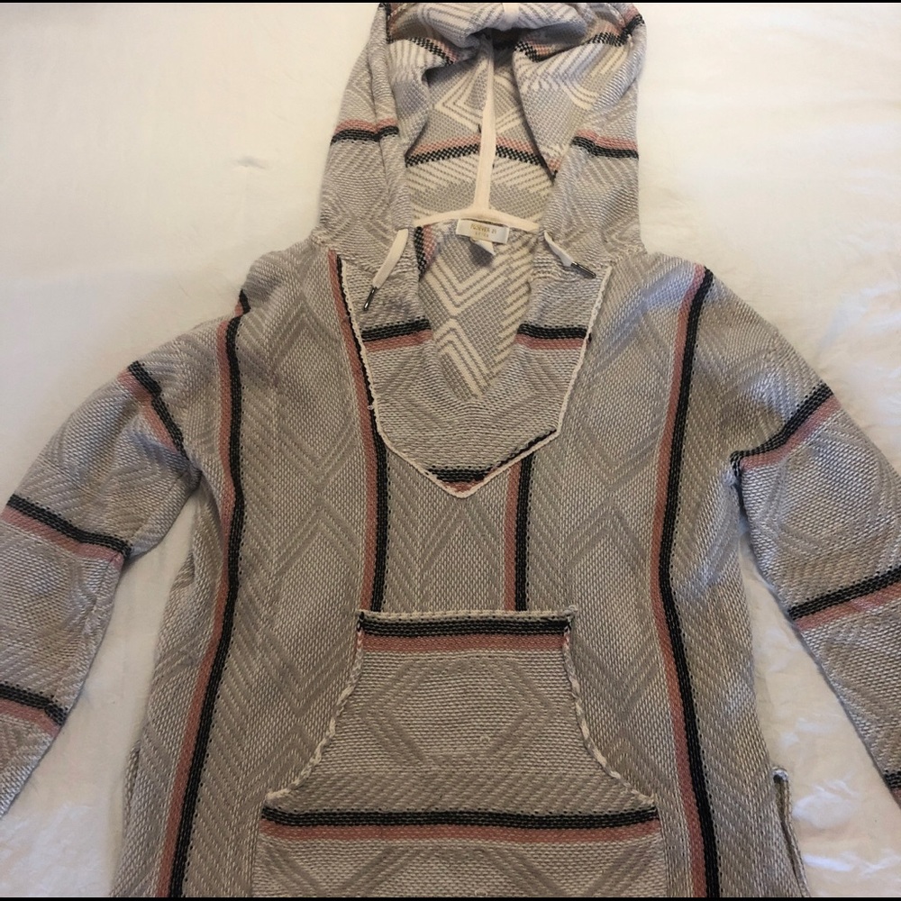 Pink, black, and gray Baja stripped hoodie